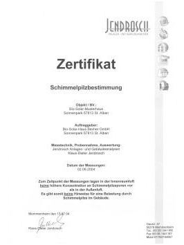 Schimmelpilz-Zertifikat 2004